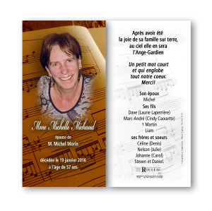 Remerciements famille de Mme Michelle MICHAUD